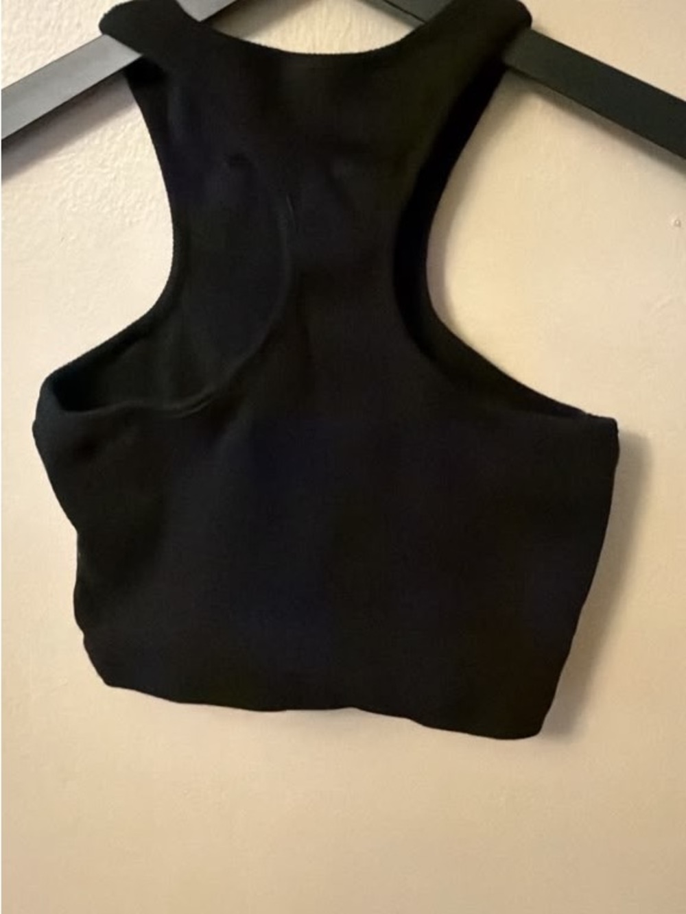 Off-White Black Ribbed Racerback Crop Tank - Picture 2 of 6
